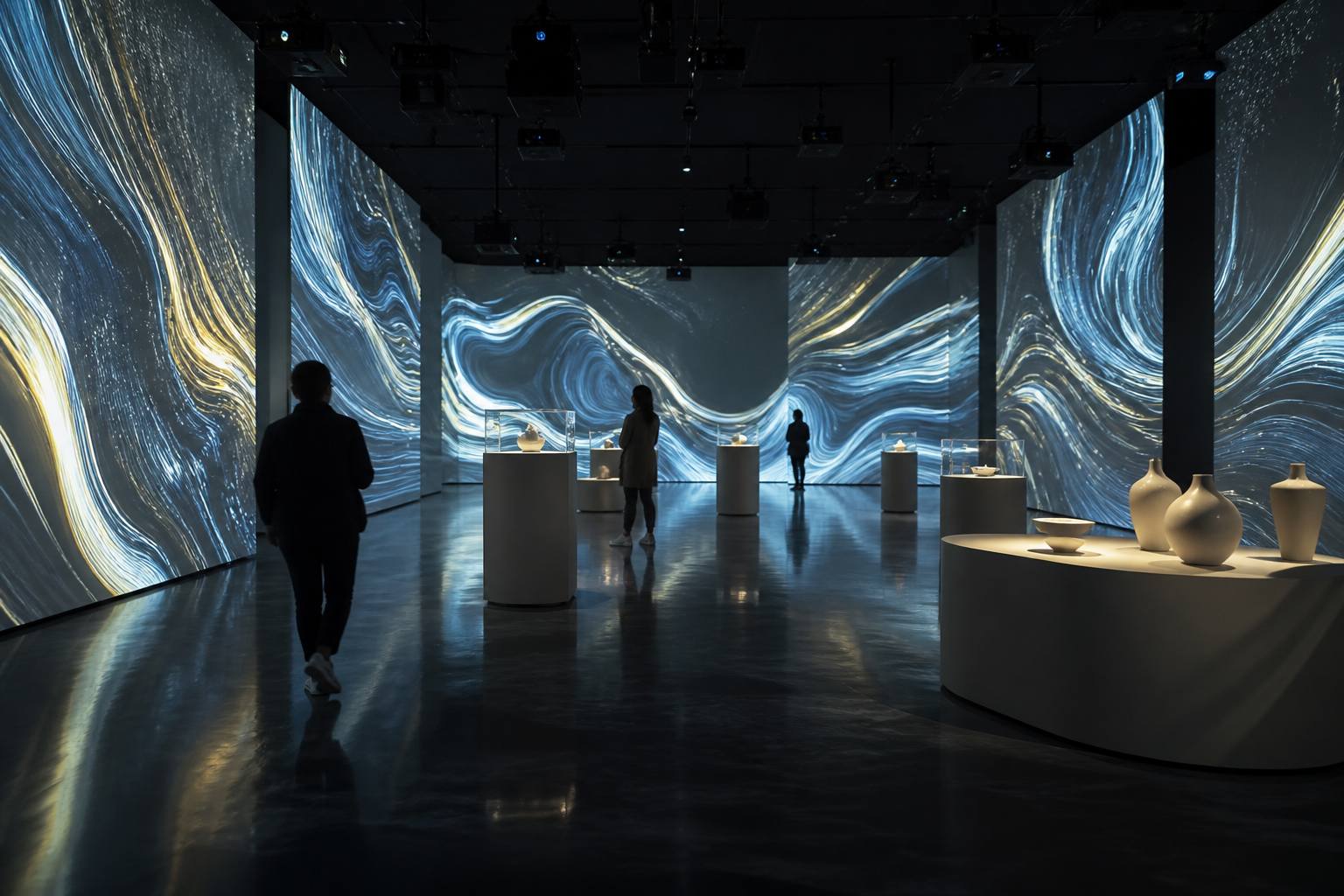 Immersive museum installation with projected light